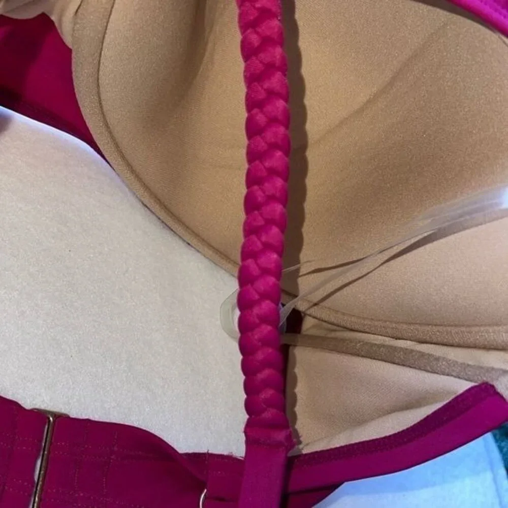 Shade & Shore Bikini Top Womens 34C Purple Lightly Lined Braided Halter